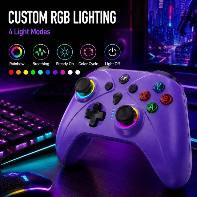 Alt view image 6 of 7 - TMR Sticks and RGB Lights Purple Wireless ForLuna Controller | Wireless Fire TV for Fire Stick, Fire Cube,PC Steam Manette,Purple Cloud Gaming Controller,1500mAh Remote,RGB Lights
