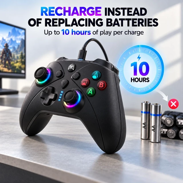 Alt view image 5 of 7 - RGB Controller for Luna Fire TV Stick Cube,Anti Drift TMR Joystick Control | 10H Rechargeable Game Time,Hall Effect Trigger,Back Paddles,Macro,Turbo,Upgrade Gaming on ,Ideal Remote Gift Choice