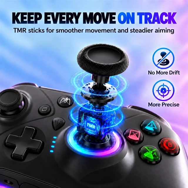 Alt view image 3 of 7 - RGB Controller for Luna Fire TV Stick Cube,Anti Drift TMR Joystick Control | 10H Rechargeable Game Time,Hall Effect Trigger,Back Paddles,Macro,Turbo,Upgrade Gaming on ,Ideal Remote Gift Choice