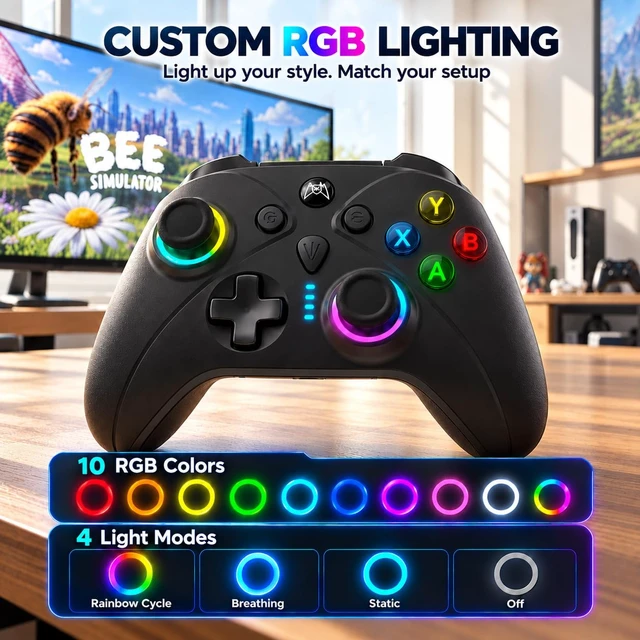 Alt view image 6 of 7 - RGB Controller for Luna Fire TV Stick Cube,Anti Drift TMR Joystick Control | 10H Rechargeable Game Time,Hall Effect Trigger,Back Paddles,Macro,Turbo,Upgrade Gaming on ,Ideal Remote Gift Choice