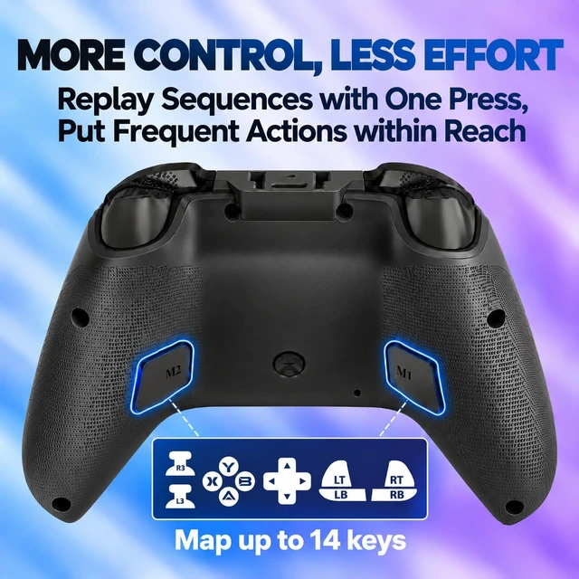 Alt view image 7 of 7 - RGB Controller for Luna Fire TV Stick Cube,Anti Drift TMR Joystick Control | 10H Rechargeable Game Time,Hall Effect Trigger,Back Paddles,Macro,Turbo,Upgrade Gaming on ,Ideal Remote Gift Choice