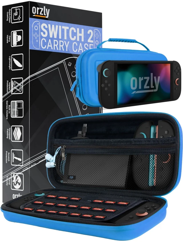 Main image of Case Compatible with Nintendo Switch 2 Protective Travel Carry Case with Screen Padding, Game Card & microSD Slots, Zipped & Open Pockets for Accessories 7.9" Gift Boxed