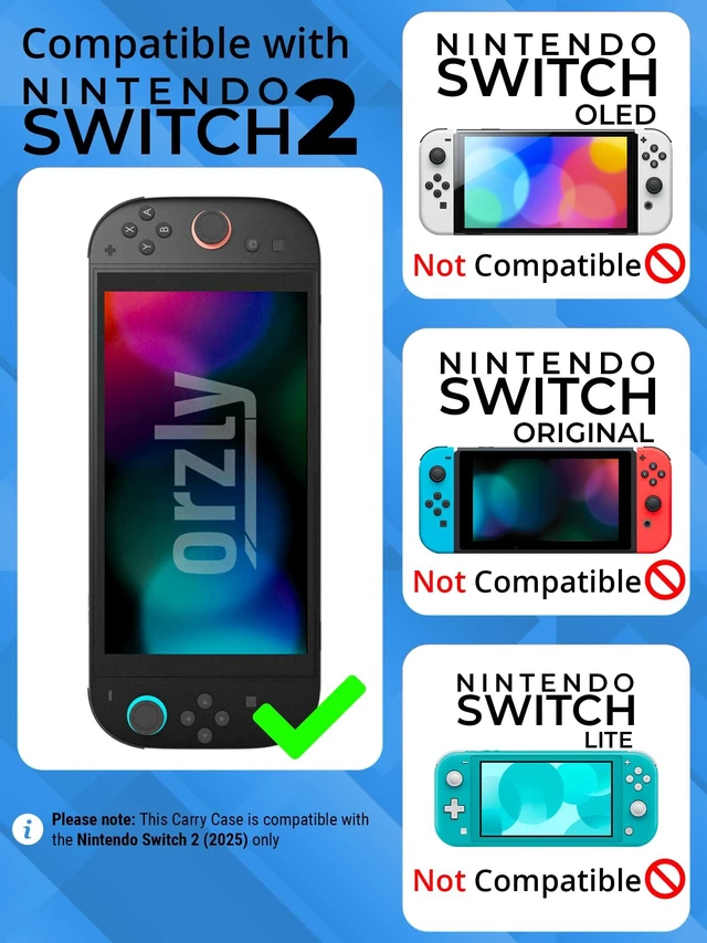 Alt view image 2 of 7 - Case Compatible with Nintendo Switch 2 Protective Travel Carry Case with Screen Padding, Game Card & microSD Slots, Zipped & Open Pockets for Accessories 7.9" Gift Boxed
