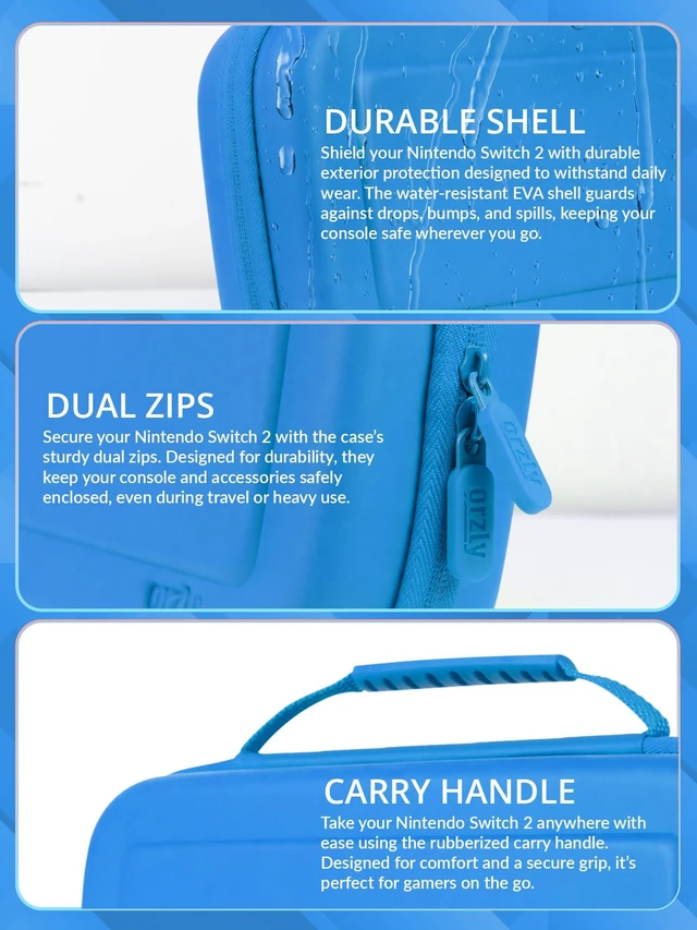 Alt view image 4 of 7 - Case Compatible with Nintendo Switch 2 Protective Travel Carry Case with Screen Padding, Game Card & microSD Slots, Zipped & Open Pockets for Accessories 7.9" Gift Boxed