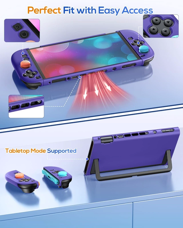 Alt view image 2 of 7 - Upgrade Switch 2 Protective Case&Screen Protector Set,Dockable Cover | Cute Hard Shell for Nintendo Switch 2 Console Accessories,Travel-Friendly,Kickstand Cutouts(Purple, for Switch 2 7.9inch)