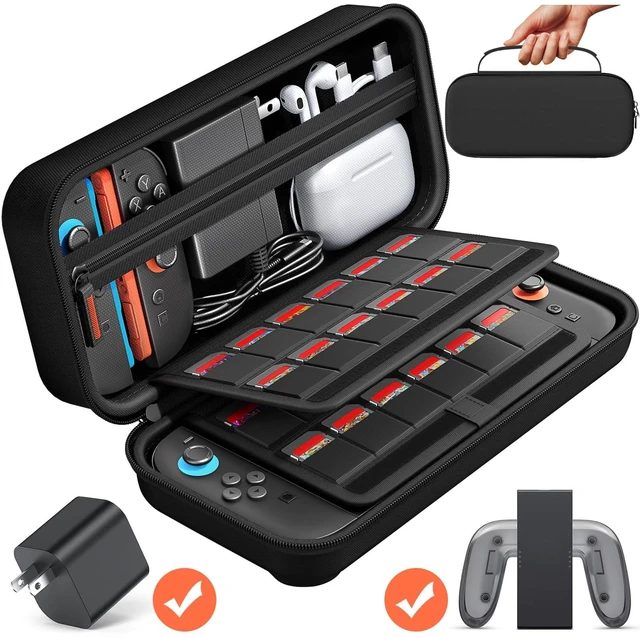 Main image of Switch Carrying Case Compatible with Nintendo Switch 2 - Fits Official AC Adapter - with 24 Games Cartridges Protective Travel Carrying Pouch for Console & Accessories Playstation Vita Case