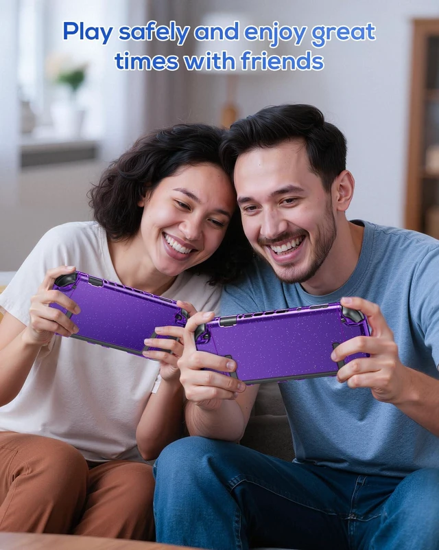Alt view image 7 of 7 - Protective Case for Nintendo Switch 2, Slim Hard Shell Accessories | Glitter Purple Switch 2 Case, Scratch&Shock Protection Cover with Screen Protector, 8 Thumb Grip(Switch 2 7.9inch)