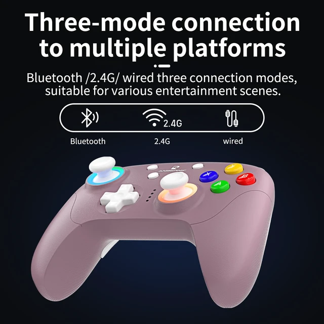 Alt view image 4 of 7 - RG P01 Retro Games Controller Bluetooth Wireless, Wired Gamepad with Hall Effect Joystick/Hall Triggers Joystick Light Control RGP01 Xbox Controller for PC,Steam,Android (Radiant Purple)
