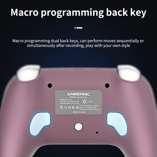 Alt view image 7 of 7 - RG P01 Retro Games Controller Bluetooth Wireless, Wired Gamepad with Hall Effect Joystick/Hall Triggers Joystick Light Control RGP01 Xbox Controller for PC,Steam,Android (Radiant Purple)