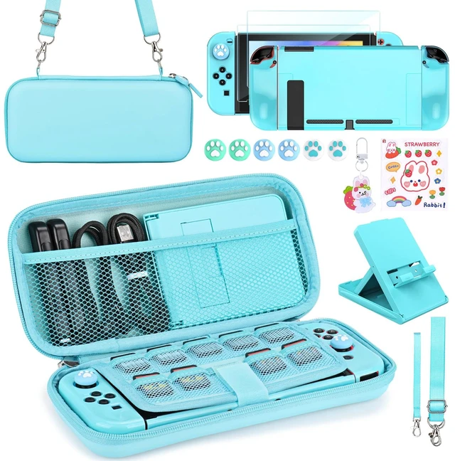 Main image of Switch Accessories Bundle, 17 in 1 Blue Switch Accessories Kit for Girls Include Switch Carrying Case, Adjustable Stand, Protective Case for Switch Console & J-Con(Blue)
