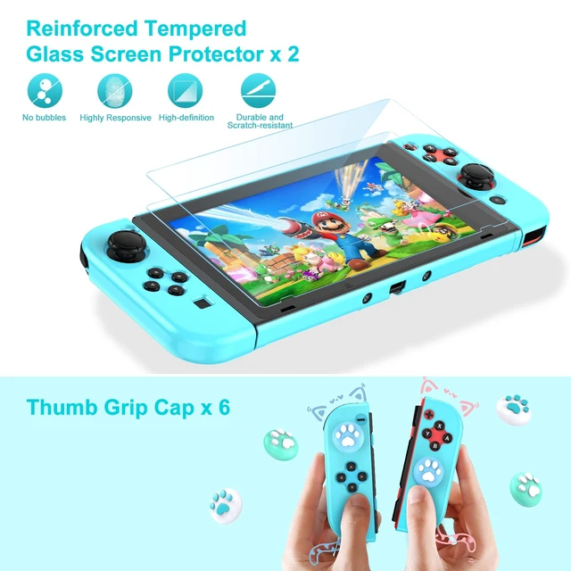 Alt view image 6 of 7 - Switch Accessories Bundle, 17 in 1 Blue Switch Accessories Kit for Girls Include Switch Carrying Case, Adjustable Stand, Protective Case for Switch Console & J-Con(Blue)