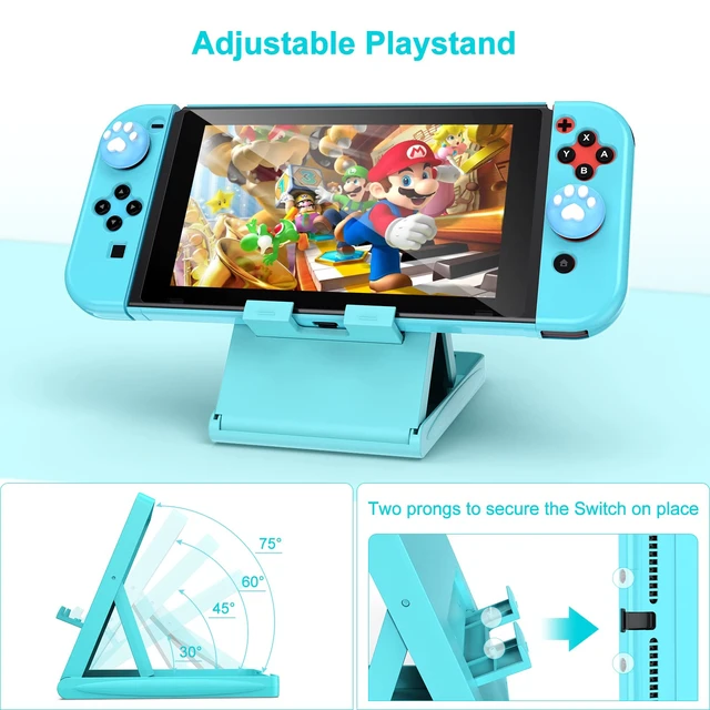 Alt view image 7 of 7 - Switch Accessories Bundle, 17 in 1 Blue Switch Accessories Kit for Girls Include Switch Carrying Case, Adjustable Stand, Protective Case for Switch Console & J-Con(Blue)