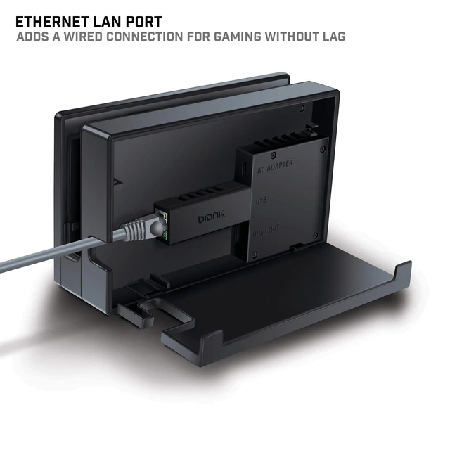 Alt view image 3 of 6 - Giganet Adapter USB 3.0 to Wired Ethernet: Compatible with Nintendo Switch, Fully Hidden In-Dock Size, Gigabit 10/100/1000 LAN Port, High Airflow Grill Pattern