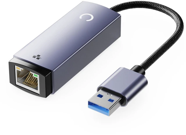 Main image of USB 3.0 to Ethernet Adapter 1000Mbps Gigabit RJ45 Dongle PC | 1Gbps LAN speed, durable aluminum shell, braided cable, driver-free setup
