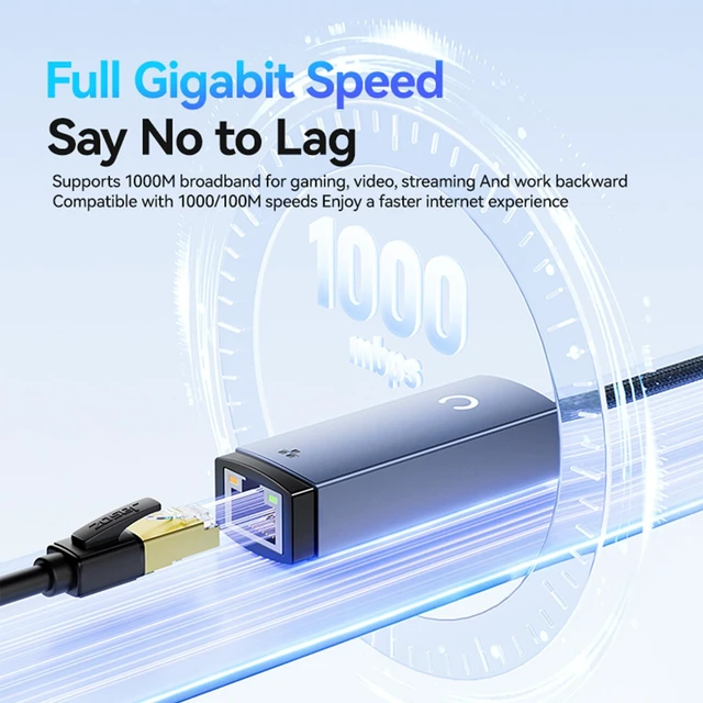 Alt view image 5 of 7 - USB 3.0 to Ethernet Adapter 1000Mbps Gigabit RJ45 Dongle PC | 1Gbps LAN speed, durable aluminum shell, braided cable, driver-free setup