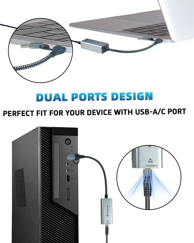 Alt view image 4 of 7 - Ethernet to USB Adapter, 1Gbps USB to RJ45 Gigabit LAN, USB 3.0 Ethernet Adapter Compatibility 10/100/1000Mbps. Compatible with Laptops, PC, Mac OS, Linux and More