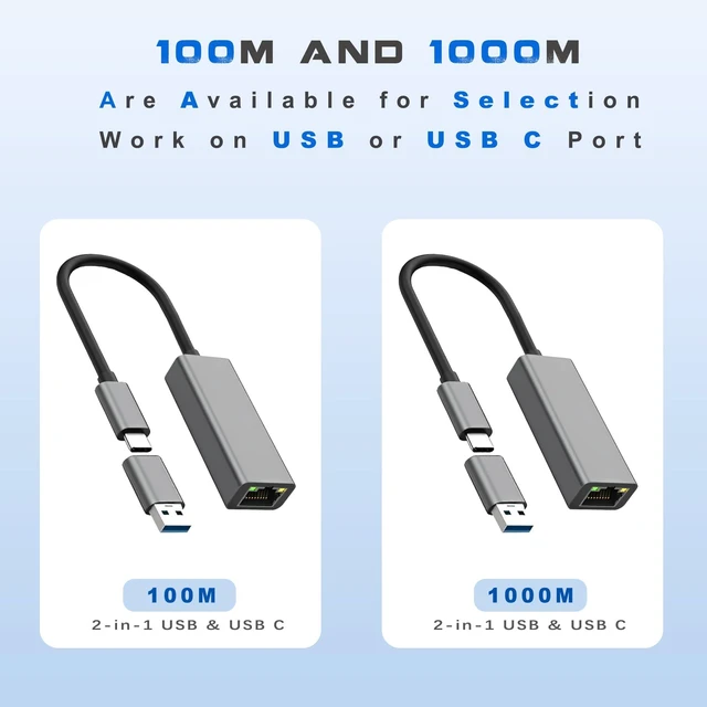 Alt view image 2 of 6 - USB Ethernet Adapter USB C Hub for Mac Tablets PC, Ethernet Adapter to USB-C Laptop 10 Gigabit for MacBook Pro/Air Surface, USBC Hub Dongle Compatible for Thunderbolt 3/4 to RJ45 Network100/1000Mbps