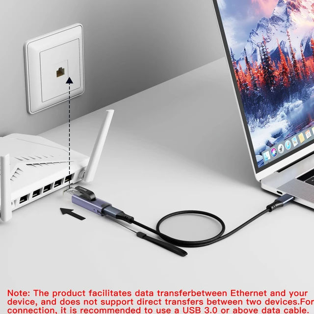 Alt view image 6 of 7 - USB C to Ethernet Adapter, Portable 1Gbps Gigabit to Type-C Female to RJ45 Male Adapter, Compatible for MacBook Pro/Air, iPhone 16 Pro/Max, iPad Pro, XPS.