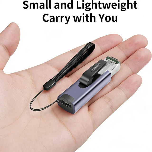 Alt view image 7 of 7 - USB C to Ethernet Adapter, Portable 1Gbps Gigabit to Type-C Female to RJ45 Male Adapter, Compatible for MacBook Pro/Air, iPhone 16 Pro/Max, iPad Pro, XPS.