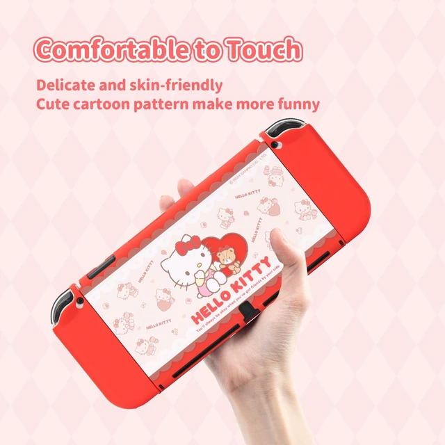 Alt view image 4 of 7 - Protective Shell for Switch OLED,Slim Cute Pattern Dockable Cover Case Compatible with Switch OLED,Anti-Scratch and Shock-Absorption Design Cover Skins for JoystickHello Kitty
