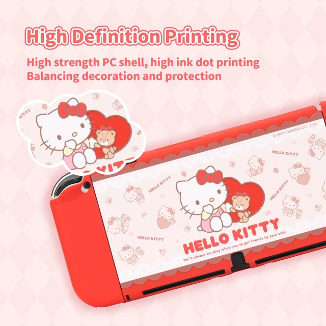 Alt view image 3 of 7 - Protective Shell for Switch OLED,Slim Cute Pattern Dockable Cover Case Compatible with Switch OLED,Anti-Scratch and Shock-Absorption Design Cover Skins for JoystickHello Kitty