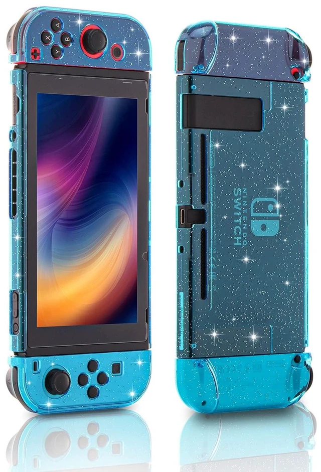 Main image of Switch Glitter Case, Dockable Hard Shell, Screen Protector & Grips | Only for standard Nintendo Switch, not OLED or Switch 2; ergonomic grip, split 3-piece shell and anti-scratch PC construction