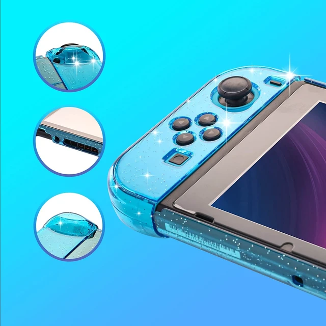Alt view image 5 of 7 - Switch Glitter Case, Dockable Hard Shell, Screen Protector & Grips | Only for standard Nintendo Switch, not OLED or Switch 2; ergonomic grip, split 3-piece shell and anti-scratch PC construction