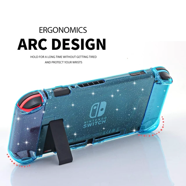 Alt view image 3 of 7 - Switch Glitter Case, Dockable Hard Shell, Screen Protector & Grips | Only for standard Nintendo Switch, not OLED or Switch 2; ergonomic grip, split 3-piece shell and anti-scratch PC construction