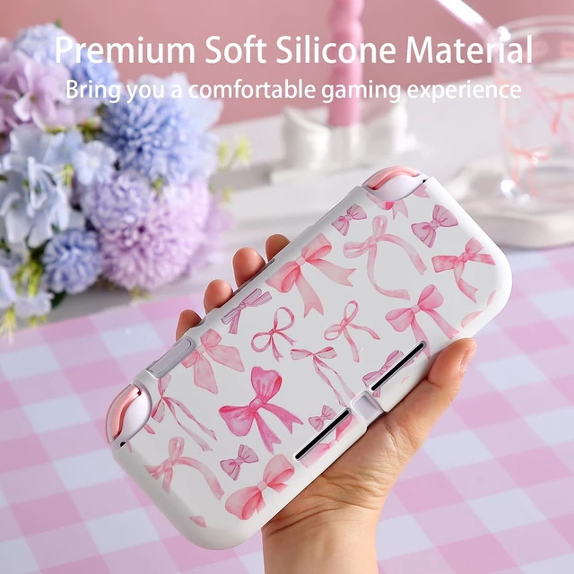 Alt view image 2 of 6 - for Nintendo Switch Lite Protective Accessories Soft Silicone Cover Shell Compatible ONLY for Switch Lite Pink Coquette Bow Anti-Drop Shock Proof Aesthetic Protector