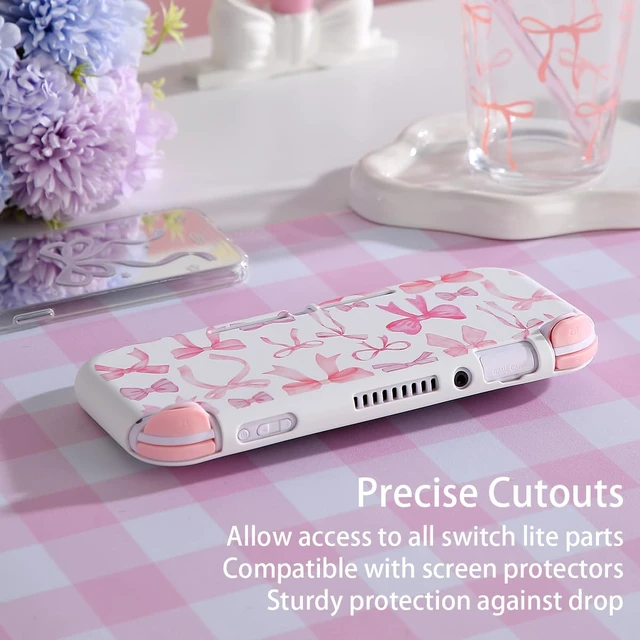 Alt view image 3 of 6 - for Nintendo Switch Lite Protective Accessories Soft Silicone Cover Shell Compatible ONLY for Switch Lite Pink Coquette Bow Anti-Drop Shock Proof Aesthetic Protector
