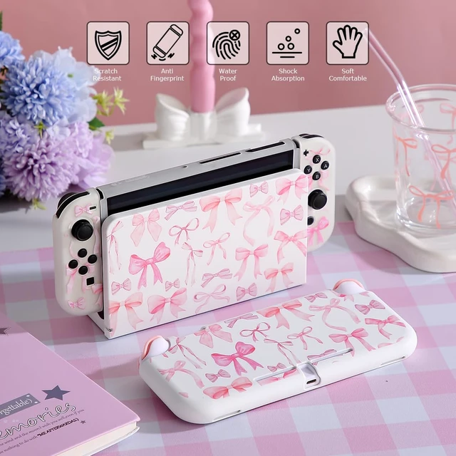 Alt view image 4 of 6 - for Nintendo Switch Lite Protective Accessories Soft Silicone Cover Shell Compatible ONLY for Switch Lite Pink Coquette Bow Anti-Drop Shock Proof Aesthetic Protector