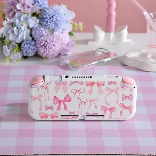 Alt view image 5 of 6 - for Nintendo Switch Lite Protective Accessories Soft Silicone Cover Shell Compatible ONLY for Switch Lite Pink Coquette Bow Anti-Drop Shock Proof Aesthetic Protector