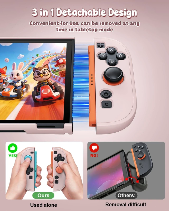 Alt view image 5 of 7 - 2 Case Pink&Screen Protector, Dockable Shell for Nintendo 2 | Cute Protective Case for Nintendo Switch 2 with 9H Tempered Glass, Slim PC Hard Cover Accessories Precise Cutouts ,Shockproof