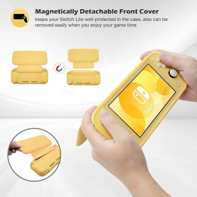Alt view image 4 of 7 - Flip Cover for Switch Lite with 2 Pack Screen Protectors, Yellow | Slim Protective Case with Magnetically Detachable Front Cover for Nintendo Switch Lite 2019