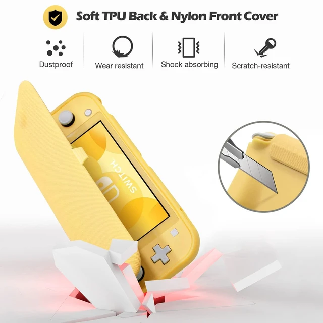 Alt view image 3 of 7 - Flip Cover for Switch Lite with 2 Pack Screen Protectors, Yellow | Slim Protective Case with Magnetically Detachable Front Cover for Nintendo Switch Lite 2019