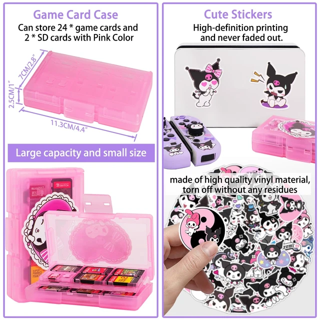Alt view image 4 of 5 - Carrying Case for Switch Lite, Pretty Shockproof Portable Travel Bag with Soft Protective Case, Screen Protectors, Cute Thumb Grips Caps and Game Card Shell, Purple