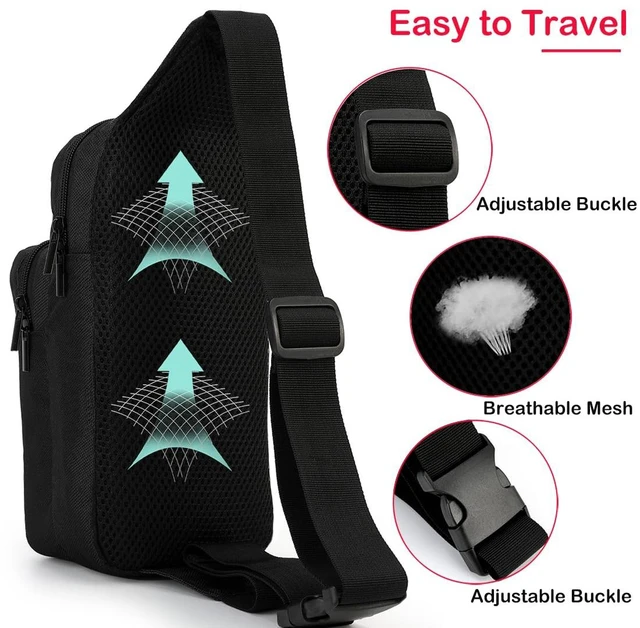 Alt view image 4 of 7 - Cute Carrying Storage Bag for Nintendo Switch/2/Lite/OLED, Travel Case Bags | Portable Sling Crossbody Chest Shoulder Backpack, Black Gaming Accessories Bags, with Game Card Case & Thumb Grip Caps