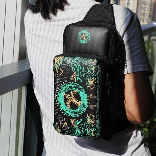 Alt view image 7 of 7 - Cute Carrying Storage Bag for Nintendo Switch/2/Lite/OLED, Travel Case Bags | Portable Sling Crossbody Chest Shoulder Backpack, Black Gaming Accessories Bags, with Game Card Case & Thumb Grip Caps
