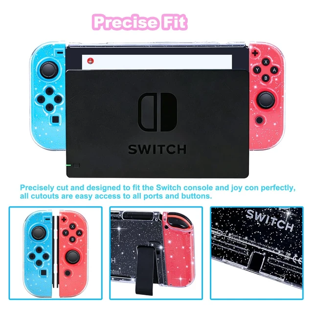 Alt view image 3 of 7 - Protective Case for Nintendo Switch 2017, Clear Switch Case Hard Shell Dockable Cover Scratch-Resistant & Shockproof Slim Skin Shell Travel Protective Cover Accessories for Gift, Crystal Glitter