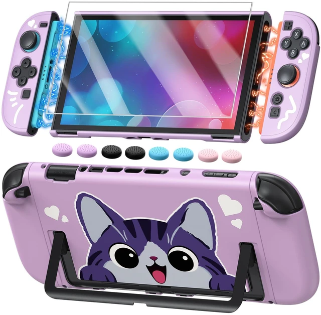 Main image of Switch 2 Cute Case, Dockable Kawaii Cat Protective Cover Shell | Full Protection Accessories for Nintendo Switch 2 with Tempered Glass and Thumb Grips, PC Hard Case Anti-scratch Shockproof
