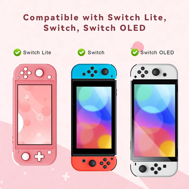 Alt view image 6 of 7 - Switch Lite Case Carrying Case- 19 in 1 for Nintendo Switch Accessories | Bundle with Switch Thumb Grips, Clear Protective, Screen Protector Cover, Cute Pendant, Stand, Stylus, for Girls, Pink