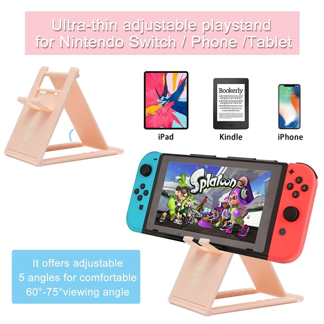 Alt view image 4 of 7 - Cute Travel Carrying Case for Nintendo Switch Accessories Kit with Hard Protective Cover, Glass Screen Protector, Adjustable Stand and Thumb Grip Caps 10 in 1(Switch Pink)