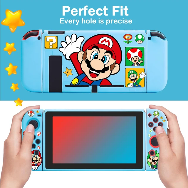 Alt view image 3 of 7 - Case Designed for Nintendo Switch for Girls Boys Kids Soft Slim TPU Switch Cases Cute Kawaii Character Cartoon Protective Shell Cover Compatible with Nintendo Switch 2017 - Blue Ma