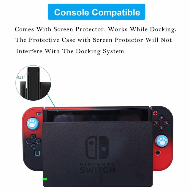 Alt view image 2 of 7 - Dockable Case for Nintendo Switch 3 in 1 Protective Cover Case for Nintendo Switch and Joy-Con Controller with Screen Protector - Red Black