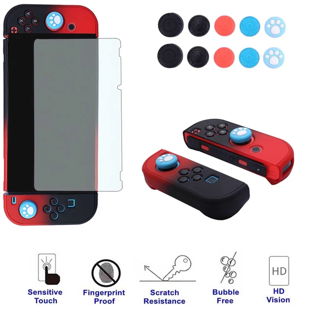 Alt view image 4 of 7 - Dockable Case for Nintendo Switch 3 in 1 Protective Cover Case for Nintendo Switch and Joy-Con Controller with Screen Protector - Red Black