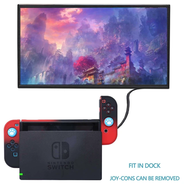 Alt view image 6 of 7 - Dockable Case for Nintendo Switch 3 in 1 Protective Cover Case for Nintendo Switch and Joy-Con Controller with Screen Protector - Red Black