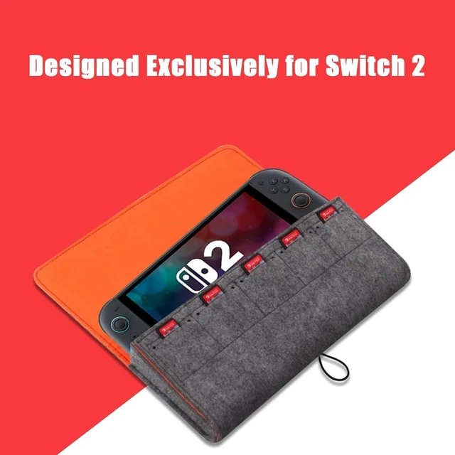 Alt view image 2 of 6 - Carrying Case suitable for switch 2 ,2025 Odorless Felt Ultra Hard Shell Military Grade Protection Portable Travel Bag with 5 Game Card Slots - Light grey