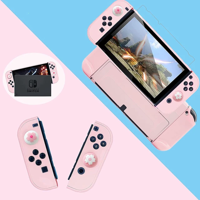 Alt view image 5 of 7 - Pink Travel Carrying Case Accessories Kit Compatible with Nintendo Switch OLED.Pink Switch OLED Hard Protective Cover,Adjustable Stand,Screen Protector & Cute Thumb Grips 10 in 1 Gift.