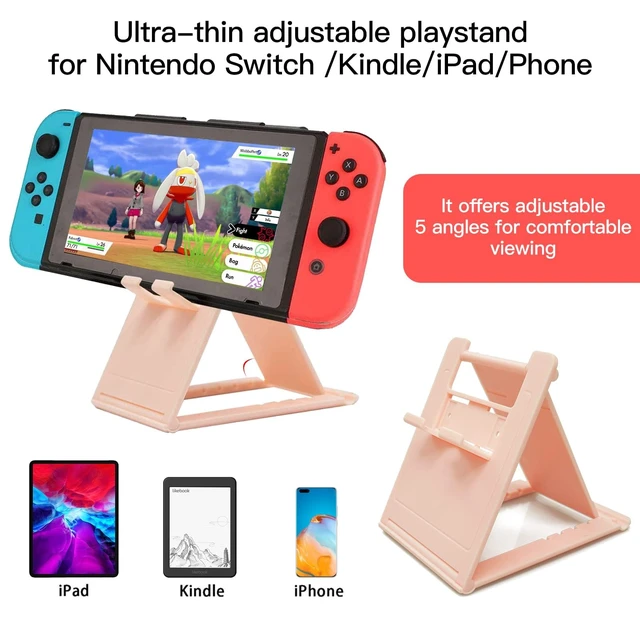Alt view image 6 of 7 - Pink Travel Carrying Case Accessories Kit Compatible with Nintendo Switch OLED.Pink Switch OLED Hard Protective Cover,Adjustable Stand,Screen Protector & Cute Thumb Grips 10 in 1 Gift.