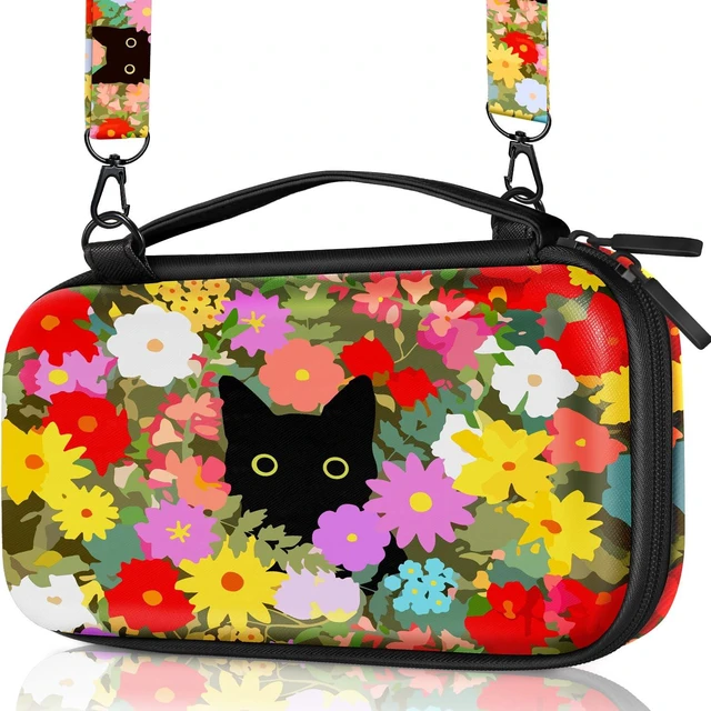 Main image of Carrying Case for Nintendo Switch/Switch OLED Travel Carry Cases Hard Shell Protective Cover Flowers Cat Cute Girls Boys Accessories Storage Pouch Bag for Nintendo Switch 1 (2017) /Oled 2021